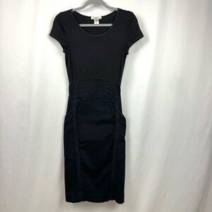 Prairie Underground Womens S Black Short Sleeve Fitted Bodycon Dress Goth Grunge